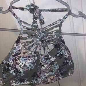 Ambrielle floral knotted halter bikini top